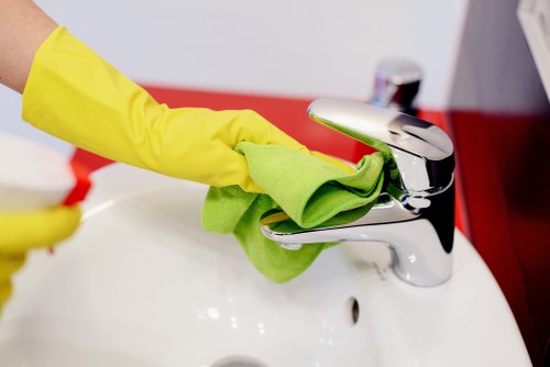 Step-by-step sofa cleaning process with cleaning tools