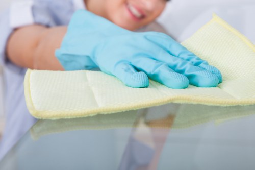 Professional move out cleaning team working in a kitchen