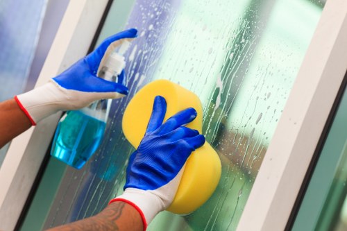 Technician treating mattress stains during cleaning service